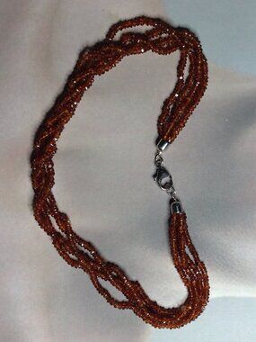 4 Rows Natural Citrine Chip Necklace.